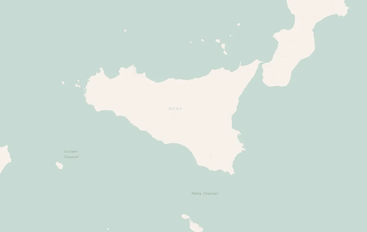 Route map of the Sicily food tour: Palermo, Modica, Noto, Catania and Etna